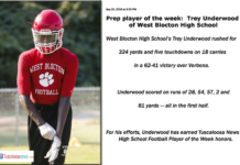 Trey Underwood of West Blocton – High School Football Player of the Week
