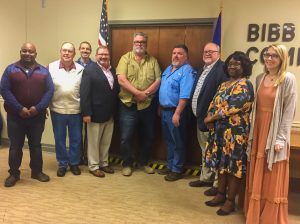 County Commissioners pose with Bibb Board of Education Members to celebrate the Proclamation of Cahaba River Awareness Day.