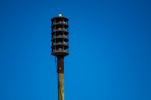 The old inoperable storm siren at the Cahaba Country Club in Centreville.